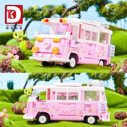DK 6017 XE BUÝT DU LỊCH BARBIE bộ đồ chơi xếp lắp ráp ghép mô hình Creator BARBIE DREAMTOWN PINK BUS Sáng Tạo 852 khối