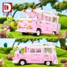 DK 6017 XE BUÝT DU LỊCH BARBIE bộ đồ chơi xếp lắp ráp ghép mô hình Creator BARBIE DREAMTOWN PINK BUS Sáng Tạo 852 khối