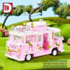 DK 6017 XE BUÝT DU LỊCH BARBIE bộ đồ chơi xếp lắp ráp ghép mô hình Creator BARBIE DREAMTOWN PINK BUS Sáng Tạo 852 khối