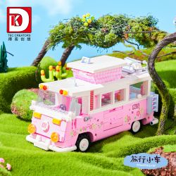 DK 6017 XE BUÝT DU LỊCH BARBIE bộ đồ chơi xếp lắp ráp ghép mô hình Creator BARBIE DREAMTOWN PINK BUS Sáng Tạo 852 khối