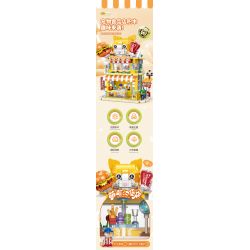 DOUBLE HEIGHT 60523 BURGER MEOW DỄ THƯƠNG bộ đồ chơi xếp lắp ráp ghép mô hình CUTE PET SERIES 857 khối