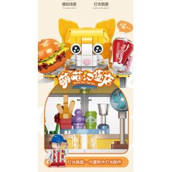 DOUBLE HEIGHT 60523 BURGER MEOW DỄ THƯƠNG bộ đồ chơi xếp lắp ráp ghép mô hình CUTE PET SERIES 857 khối