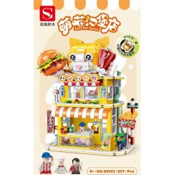 DOUBLE HEIGHT 60523 BURGER MEOW DỄ THƯƠNG bộ đồ chơi xếp lắp ráp ghép mô hình CUTE PET SERIES 857 khối