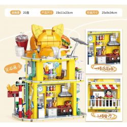 DOUBLE HEIGHT 60523 BURGER MEOW DỄ THƯƠNG bộ đồ chơi xếp lắp ráp ghép mô hình CUTE PET SERIES 857 khối
