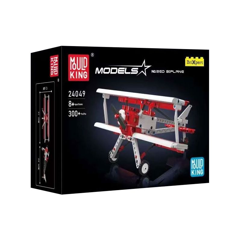 MouldKing 24049 Mould King 24049 MÁY BAY HAI CÁNH MÀU ĐỎ bộ đồ chơi xếp lắp ráp ghép mô hình Technic RED BIPLANE Kỹ Thuật Công Nghệ Cao Mô Hình Phương Tiện 300 khối
