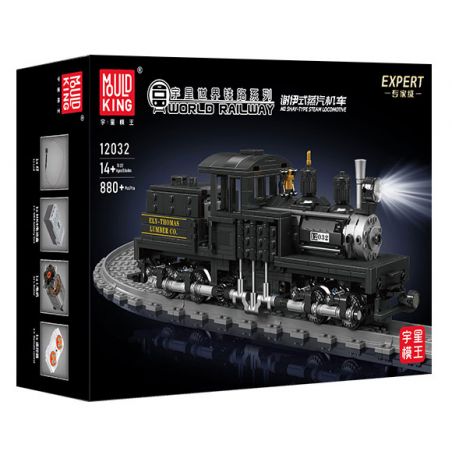 JMBRICKLAYER 51113 MouldKing 12032 Mould King 12032 ĐẦU MÁY HƠI NƯỚC SHAY bộ đồ chơi xếp lắp ráp ghép mô hình City SHAY-TYPE STEAM LOCOMOTIVE Thành Phố 880 khối