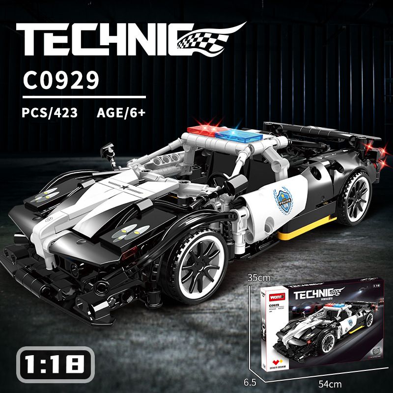 WOMA C0929 0929 SIÊU XE CẢNH SÁT STALKER KÉO LÙI 1:18 tỷ lệ 1:18 bộ đồ chơi xếp lắp ráp ghép mô hình Technic Kỹ Thuật Công Nghệ Cao Mô Hình Phương Tiện 423 khối