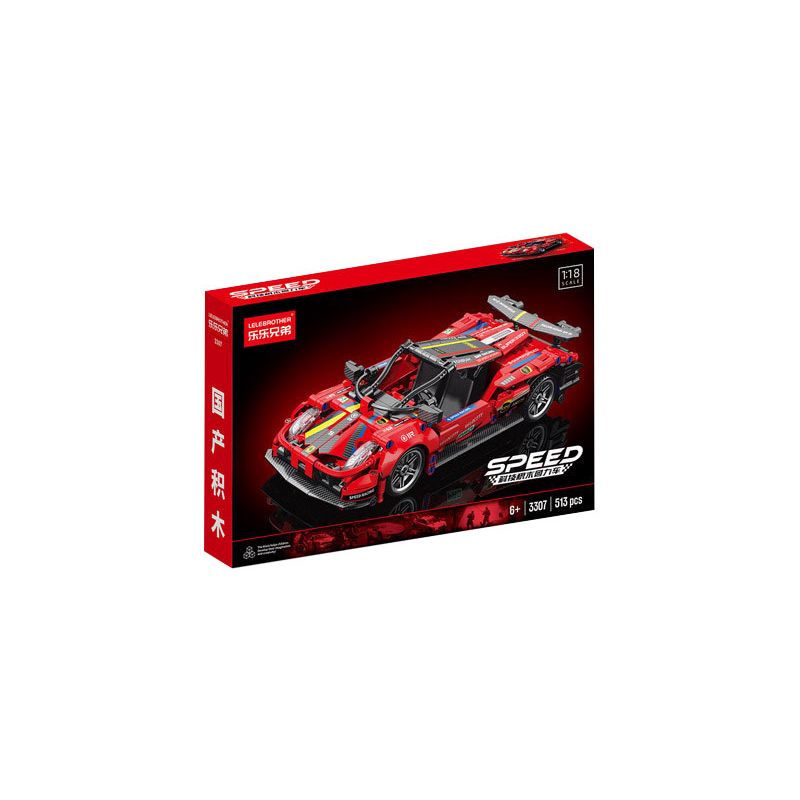LELE BROTHER 3307 9055-7 3308 9055-8 XE FERRARI KÉO LÙI 1:18 tỷ lệ 1:18 bộ đồ chơi xếp lắp ráp ghép mô hình Technic Kỹ Thuật Công Nghệ Cao Mô Hình Phương Tiện 513 khối