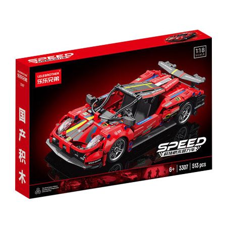 LELE BROTHER 3307 9055-7 3308 9055-8 XE FERRARI KÉO LÙI 1:18 tỷ lệ 1:18 bộ đồ chơi xếp lắp ráp ghép mô hình Technic Kỹ Thuật Công Nghệ Cao Mô Hình Phương Tiện 513 khối