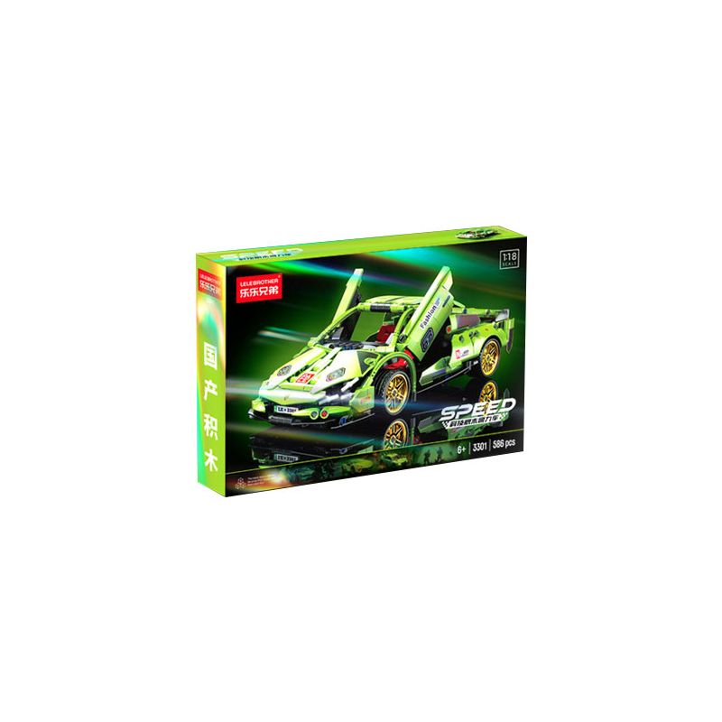LELE BROTHER 9055 3300 3301 3302 XE KÉO LAMBORGHINI GREEN BULL 1:18 tỷ lệ 1:18 bộ đồ chơi xếp lắp ráp ghép mô hình Technic Kỹ Thuật Công Nghệ Cao Mô Hình Phương Tiện 586 khối