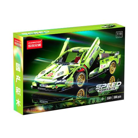 LELE BROTHER 9055 3300 3301 3302 XE KÉO LAMBORGHINI GREEN BULL 1:18 tỷ lệ 1:18 bộ đồ chơi xếp lắp ráp ghép mô hình Technic Kỹ Thuật Công Nghệ Cao Mô Hình Phương Tiện 586 khối