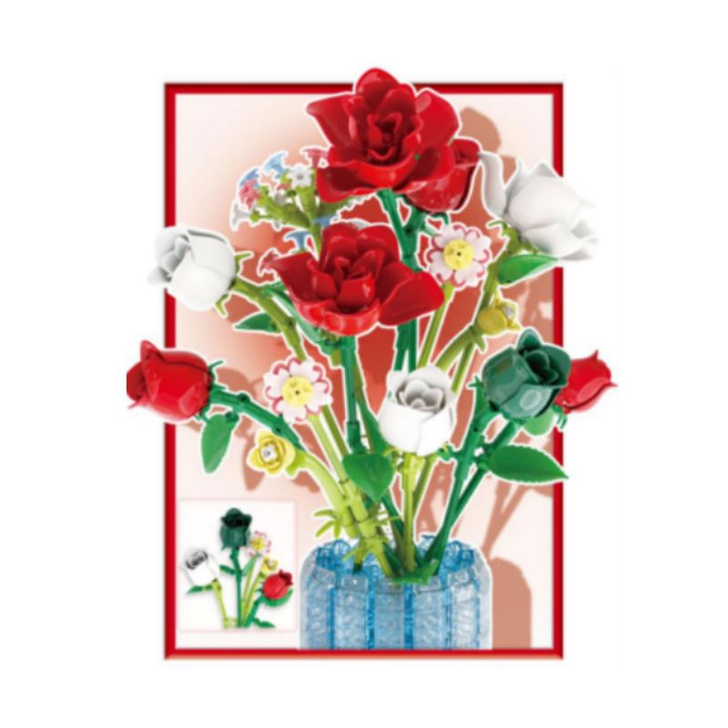 BAKA TECHNOLOGY 33801 HOA HỒNG bộ đồ chơi xếp lắp ráp ghép mô hình Creator ROSES Sáng Tạo 1016 khối