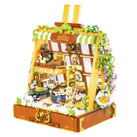 INBRIXX 881304 GẤU BÔNG VẼ TRANH BẰNG HOA bộ đồ chơi xếp lắp ráp ghép mô hình TEDDY 1685 khối