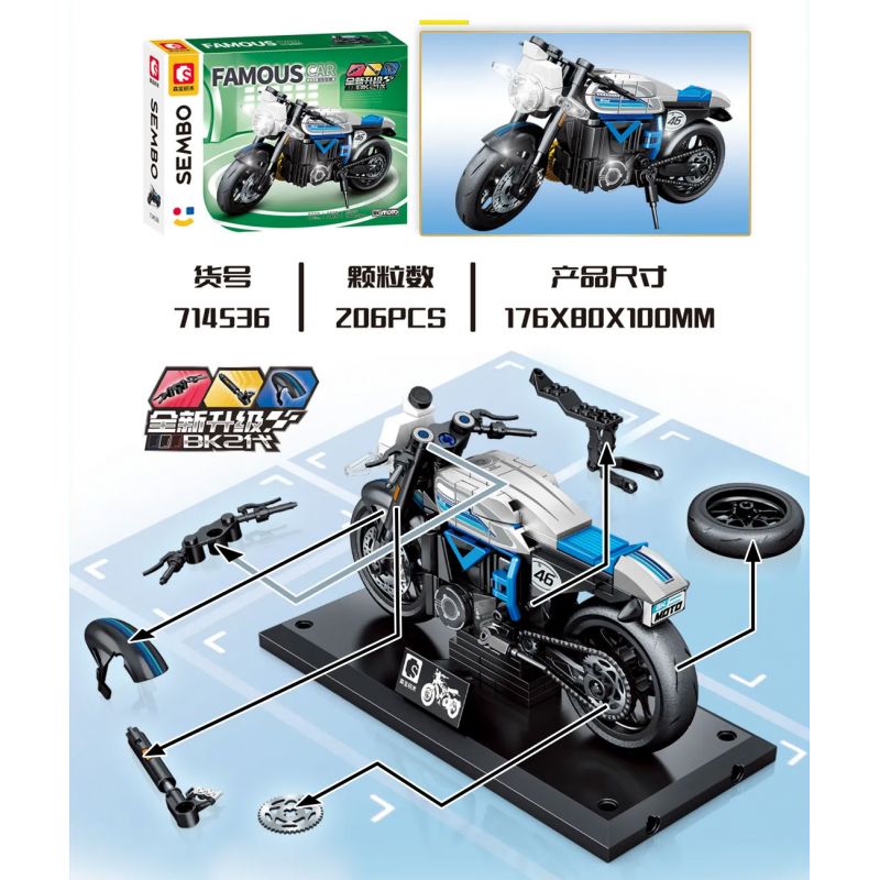 SEMBO 714536 THẾ GIỚI XE Ô TÔ NỔI TIẾNG bộ đồ chơi xếp lắp ráp ghép mô hình Racers Đua Tốc Độ 206 khối