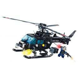 SEMBO 104301 CHIẾN DỊCH BLACK HAWK TRỰC THĂNG SÓC AS350 bộ đồ chơi xếp lắp ráp ghép mô hình City Thành Phố 468 khối