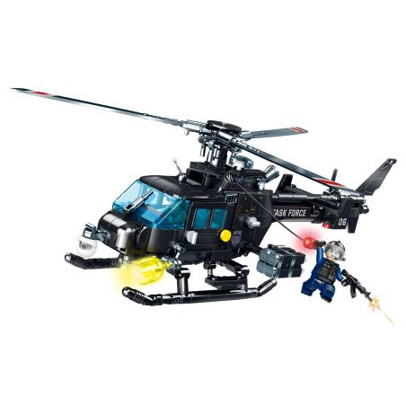 SEMBO 104301 CHIẾN DỊCH BLACK HAWK TRỰC THĂNG SÓC AS350 bộ đồ chơi xếp lắp ráp ghép mô hình City Thành Phố 468 khối