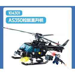 SEMBO 104301 CHIẾN DỊCH BLACK HAWK TRỰC THĂNG SÓC AS350 bộ đồ chơi xếp lắp ráp ghép mô hình City Thành Phố 468 khối