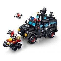 SEMBO 104302 CHIẾN DỊCH BLACK HAWK XE CHỐNG BẠO ĐỘNG BỌC THÉP SABRETOOTH bộ đồ chơi xếp lắp ráp ghép mô hình City Thành Phố 721 khối