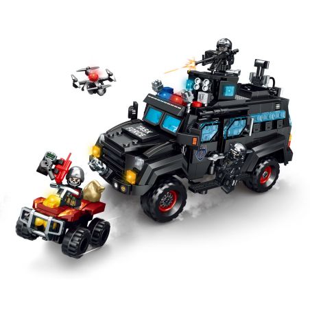 SEMBO 104302 CHIẾN DỊCH BLACK HAWK XE CHỐNG BẠO ĐỘNG BỌC THÉP SABRETOOTH bộ đồ chơi xếp lắp ráp ghép mô hình City Thành Phố 721 khối