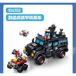 SEMBO 104302 CHIẾN DỊCH BLACK HAWK XE CHỐNG BẠO ĐỘNG BỌC THÉP SABRETOOTH bộ đồ chơi xếp lắp ráp ghép mô hình City Thành Phố 721 khối