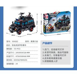 SEMBO 104302 CHIẾN DỊCH BLACK HAWK XE CHỐNG BẠO ĐỘNG BỌC THÉP SABRETOOTH bộ đồ chơi xếp lắp ráp ghép mô hình City Thành Phố 721 khối