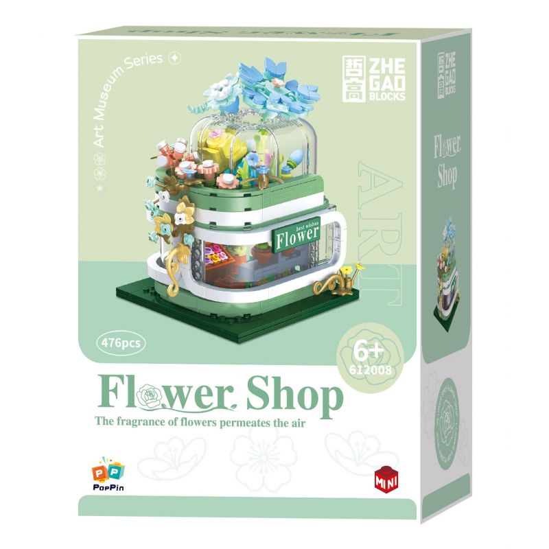 ZHEGAO 612008 GẶP CỬA HÀNG HOA bộ đồ chơi xếp lắp ráp ghép mô hình FLOWER SHOP 476 khối