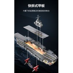 FEMIBOX S43003 43003 003 TÀU SÂN BAY PHÚC KIẾN tỷ lệ 1:375 bộ đồ chơi xếp lắp ráp ghép mô hình Military Army PLANAVY 003 Quân Sự Bộ Đội 1980 khối