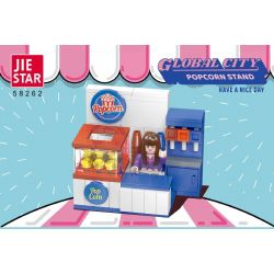 JIESTAR 58262 THÀNH PHỐ TOÀN CẦU QUẦY BỎNG NGÔ bộ đồ chơi xếp lắp ráp ghép mô hình City GLOBAL CITY POPCORN STAND 106 khối