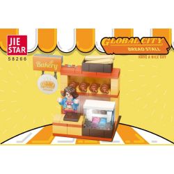 JIESTAR 58266 THÀNH PHỐ TOÀN CẦU GIAN HÀNG BÁNH MÌ bộ đồ chơi xếp lắp ráp ghép mô hình City GLOBAL CITY BREAD STALL 96 khối