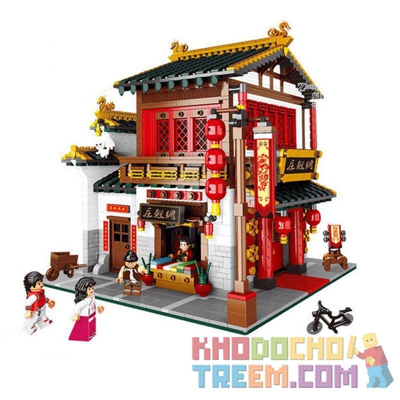 XINGBAO XB-01001 01001 XB01001 non  CỬA HÀNG BÁN LỤA CỔ bộ đồ chơi xếp lắp ráp ghép mô hình Chinatown CHINA TOWN SILK ZHUANG Khu Phố Tàu 2787 khối