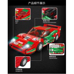 FORANGE FC1606 1606 SIÊU XE NHANH NHẤT FERRARI F40 bộ đồ chơi xếp lắp ráp ghép mô hình Speed Champions Racing Cars Đua Xe Công Thức 307 khối