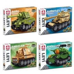 LE YI 69017 MECHA TRỌNG LỰC 4 TỔ HỢP XE TĂNG JAGDTIGER PHÁO PHÒNG KHÔNG TỰ HÀNH JAGDPANTHER CHỐNG ELEPHANT ASSAULT bộ đồ chơi xếp lắp ráp ghép mô hình Military Army Quân Sự Bộ Đội 998 khối