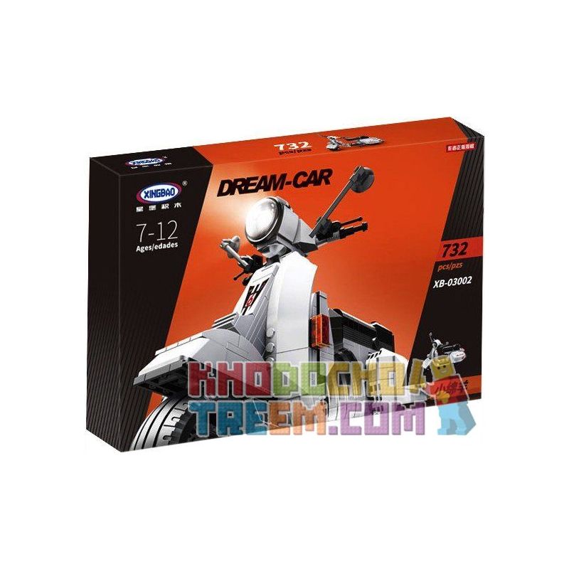 XINGBAO XB-03002 03002 XB03002 XB-03002A 03002A XB03002A non  XE MÁY VESPA P200 TRẮNG ĐỎ bộ đồ chơi xếp lắp ráp ghép mô hình Creator VESPA P200 MOTO Sáng Tạo 732 khối