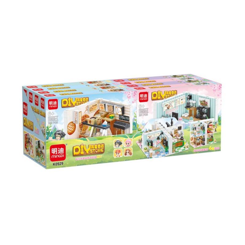MINGDI LEIBAO K0929 0929 CỬA HÀNG DÀNH CHO NGƯỜI SÀNH ĂN DIY 4 LOẠI TIỆM BÁNH QUÁN TRÀ SỮA BURGER CÀ PHÊ bộ đồ chơi xếp lắp ráp ghép mô hình Girl Con Gái 792 khối