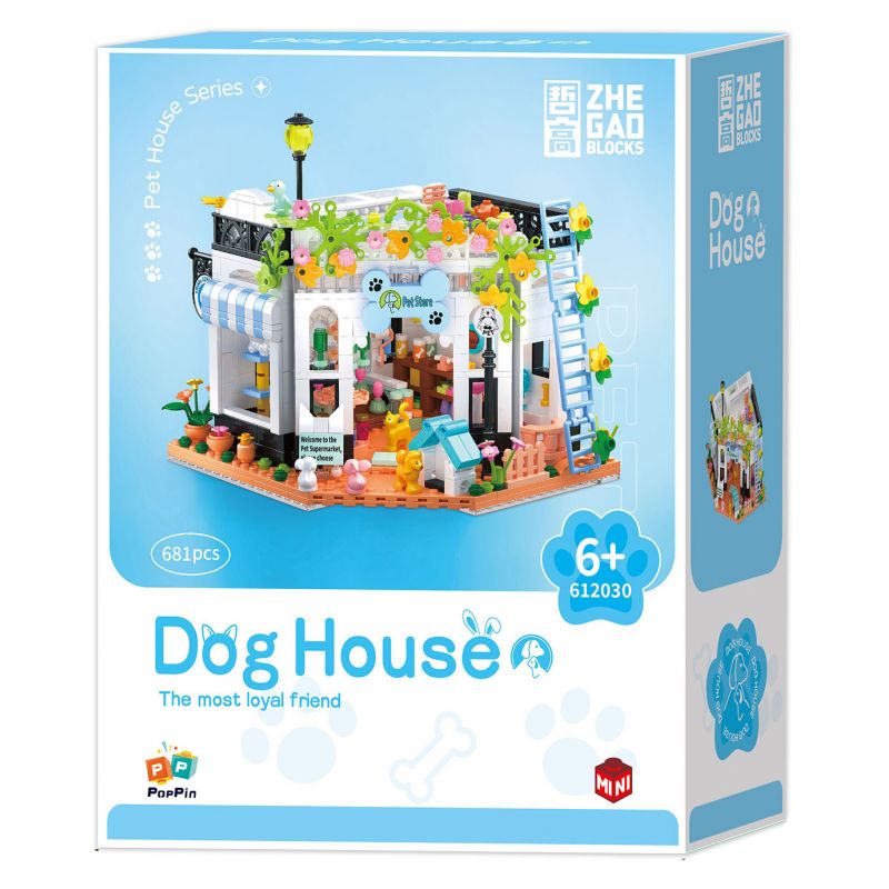 ZHEGAO 612030 NGÔI NHÀ THÚ CƯNG DỄ THƯƠNG CHO CHÓ WANGWANG bộ đồ chơi xếp lắp ráp ghép mô hình DOG HOUSE THE MOST LOYAL FRIEND 681 khối