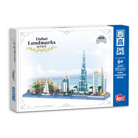 ZHEGAO LZ8316 8316 KIẾN TRÚC DUBAI bộ đồ chơi xếp lắp ráp ghép mô hình Architecture DUBAI LANDMARKS Công Trình Kiến Trúc 2220 khối