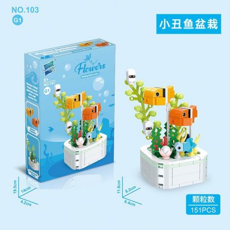 ZUANMA 103G1 CHẬU CÁ HỀ bộ đồ chơi xếp lắp ráp ghép mô hình 151 khối