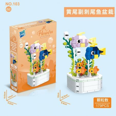ZUANMA 103G2 CÂY TRỒNG TRONG CHẬU PARASURGEON ĐUÔI VÀNG bộ đồ chơi xếp lắp ráp ghép mô hình 179 khối