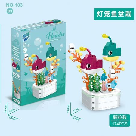 ZUANMA 103G3 CHẬU CÁ ĐÈN LỒNG bộ đồ chơi xếp lắp ráp ghép mô hình 174 khối