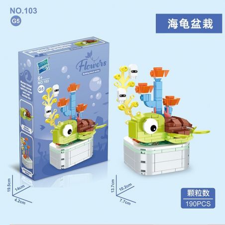 ZUANMA 103G5 CHẬU CÂY RÙA bộ đồ chơi xếp lắp ráp ghép mô hình 190 khối