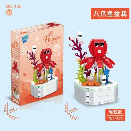 ZUANMA 103G6 CHẬU BẠCH TUỘC bộ đồ chơi xếp lắp ráp ghép mô hình 167 khối