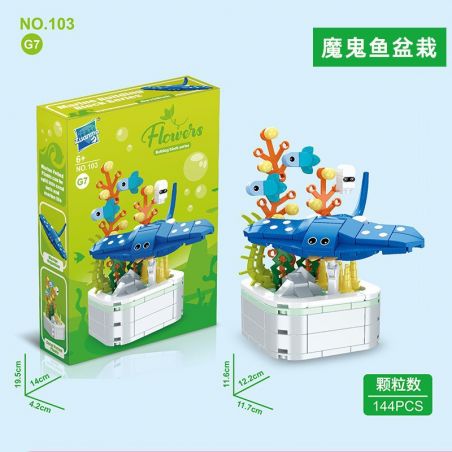 ZUANMA 103G7 CHẬU CÂY CÁ ĐUỐI bộ đồ chơi xếp lắp ráp ghép mô hình 144 khối