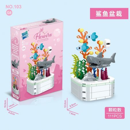 ZUANMA 103G8 CHẬU CÂY CÁ MẬP bộ đồ chơi xếp lắp ráp ghép mô hình 111 khối