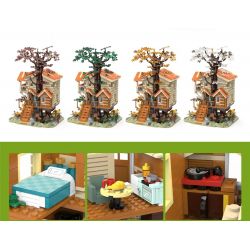 SMALL ANGLE JD039 NHÀ TRÊN CÂY BỐN MÙA bộ đồ chơi xếp lắp ráp ghép mô hình Creator NATURAL HOUSE Sáng Tạo 1711 khối