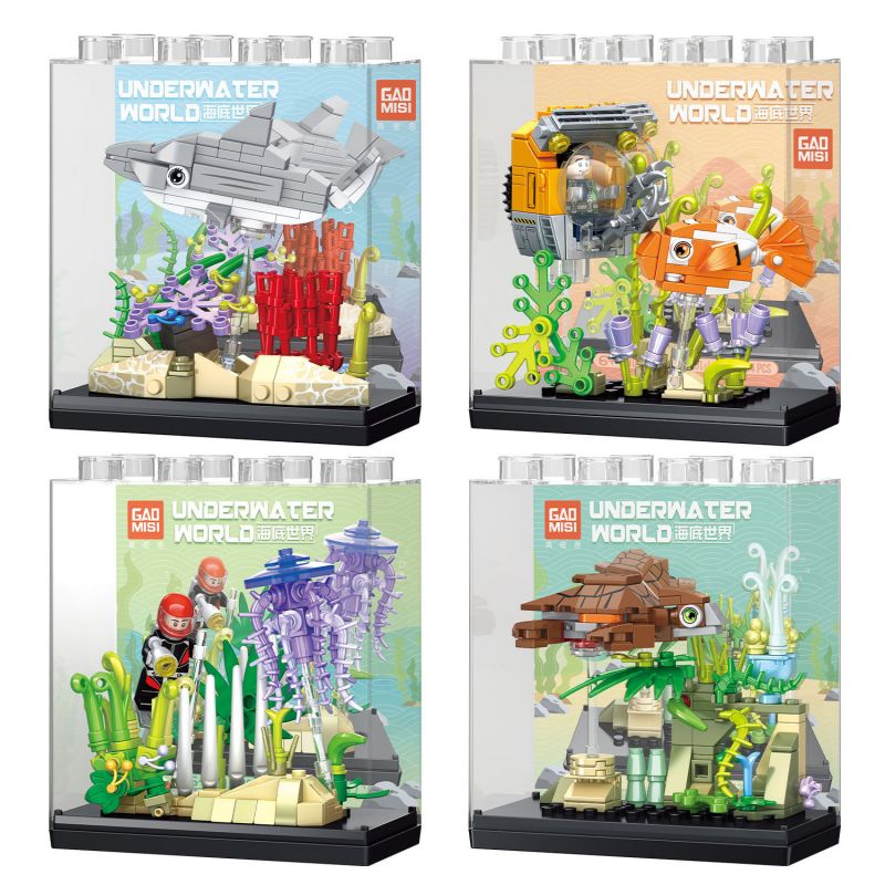 GAOMISI T1061 1061 THẾ GIỚI DƯỚI NƯỚC 4 MÔ HÌNH bộ đồ chơi xếp lắp ráp ghép mô hình UNDERWATER WORLD