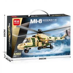 MINGDI LEIBAO K2055 2055 TRỰC THĂNG VẬN TẢI MI8 bộ đồ chơi xếp lắp ráp ghép mô hình Military Army MI-8 TRANSPORT HELICOPTER Quân Sự Bộ Đội 313 khối