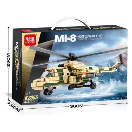 MINGDI LEIBAO K2055 2055 TRỰC THĂNG VẬN TẢI MI8 bộ đồ chơi xếp lắp ráp ghép mô hình Military Army MI-8 TRANSPORT HELICOPTER Quân Sự Bộ Đội 313 khối