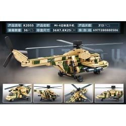 MINGDI LEIBAO K2055 2055 TRỰC THĂNG VẬN TẢI MI8 bộ đồ chơi xếp lắp ráp ghép mô hình Military Army MI-8 TRANSPORT HELICOPTER Quân Sự Bộ Đội 313 khối