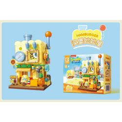 SEMBO 612221 CẢNH ĐƯỜNG PHỐ HAI TẦNG CỦA SPONGEBOB SQUAREPANTS BURGER HOUSE bộ đồ chơi xếp lắp ráp ghép mô hình Movie & Game HAMBURGER Phim Và Trò Chơi
