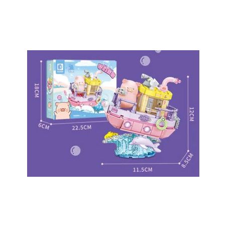 SEMBO 608081 TÀU LỢN ĐÓNG HỘP LULU bộ đồ chơi xếp lắp ráp ghép mô hình Movie & Game Phim Và Trò Chơi 235 khối